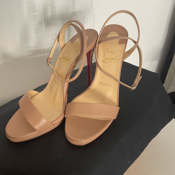 Loubi Queen 120 mm sandals - Nappa Leather Blush - Picture 1 of 5